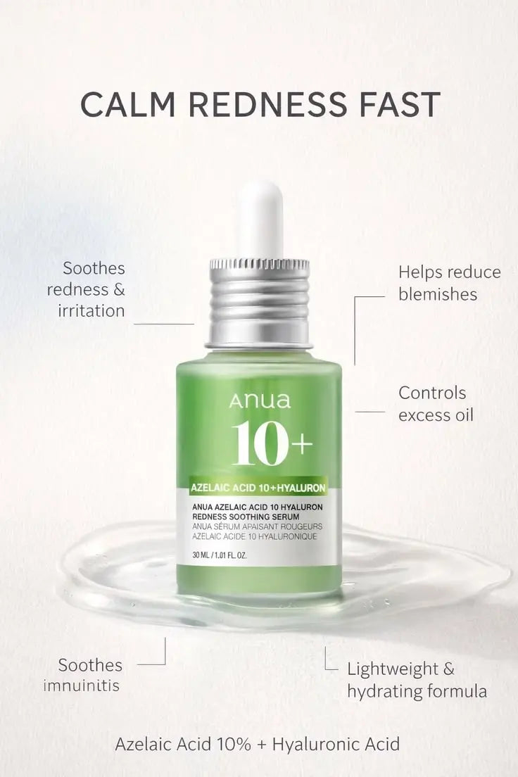 ANUA AZELAIC ACID 10+hyaluron redness soothing serum The Pretify