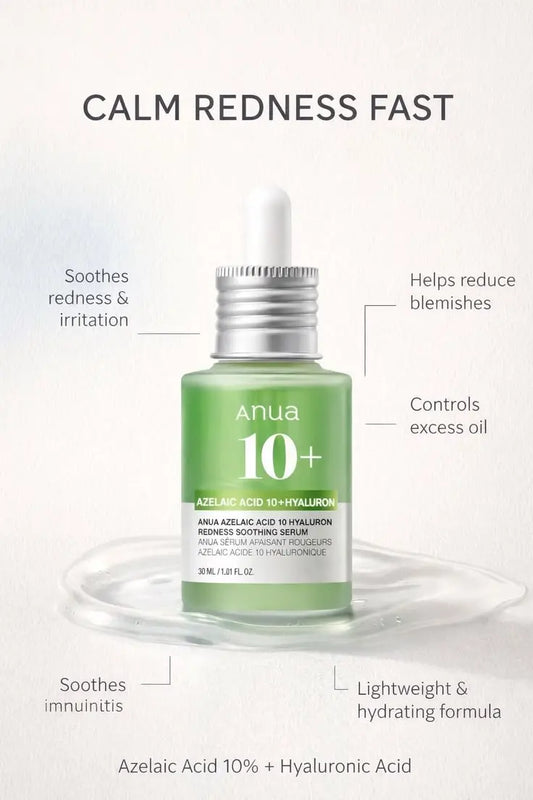 ANUA AZELAIC ACID 10+hyaluron redness soothing serum The Pretify